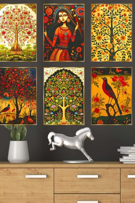 Set of Six Wall Paintings for Wall Dacoration Golden Framed Wall Paintings for Living Room & Bedroom Wall Art for Home Decoration & Office Wall Décor (17x13 inch CH-GD6-6)